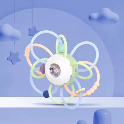 comprar Grado de alimento para bebés Silicona de grano de sonido Bastón de grano de niños Puzzle de silicona de balón de mano juguete, dispositivo de grano para bebés online manufacture