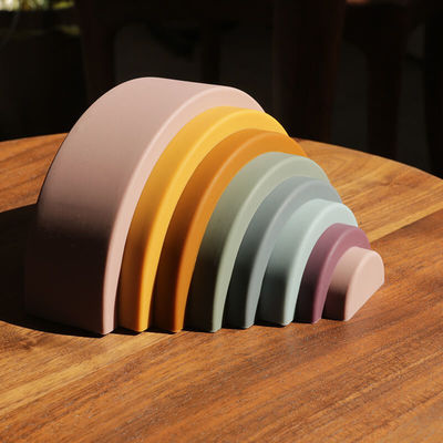 comprar Educación para niños de silicona arco iris nube redonda arqueada coloridos bloques de construcción coloridos juguetes de silicona para niños online manufacture