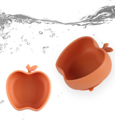 Plato de comedor de silicona para bebés en forma de manzana Cuenco de silicona para bebés de alimentación suplementaria Cuenco de silicona sin resbalón para bebés de autoalimentación