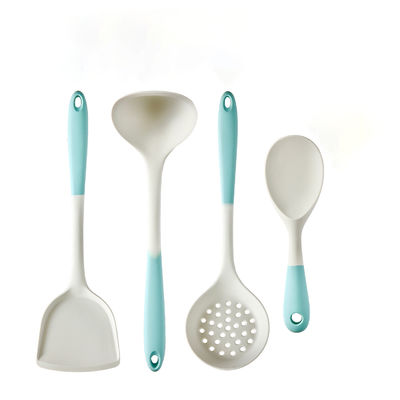 Precio mayorista Silicona utensilios de cocina cucharas palas de dos colores utensilios de cocina sin pegamento 4 piezas